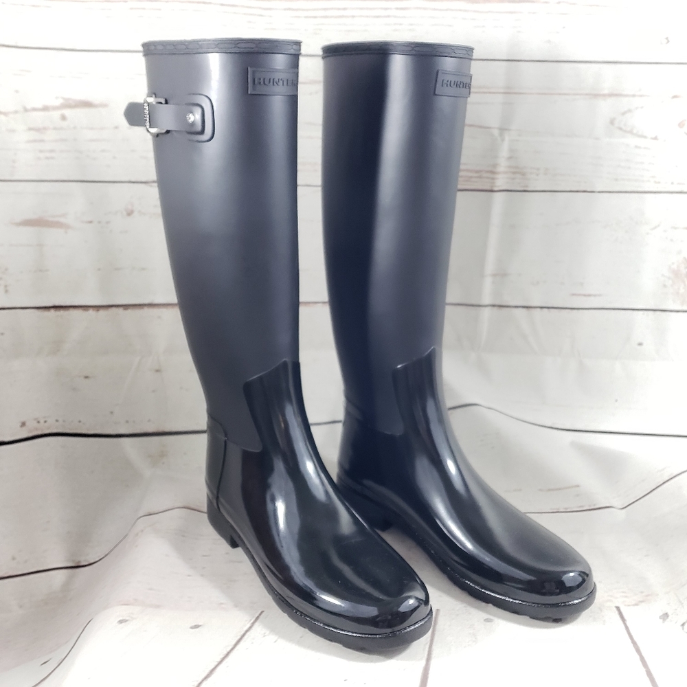 Hunter Refined Gloss Tall Duo Waterproof Rain Boot